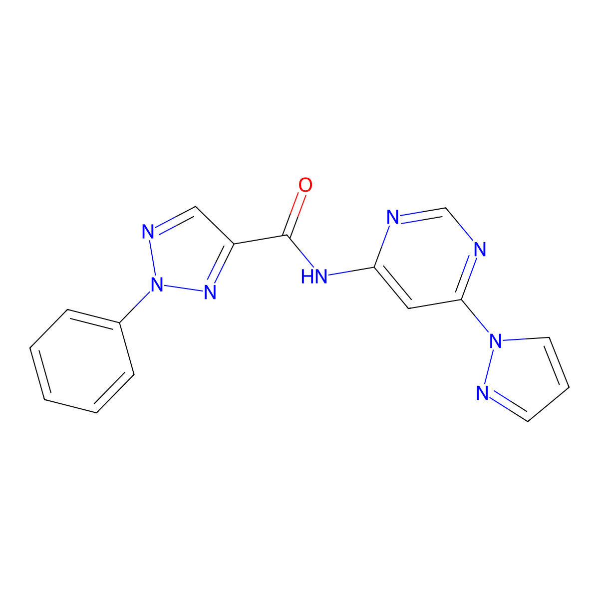 N-(6-(1H-pyrazol-1-yl)pyrimidin-4-yl)-2-phenyl-2H-1,2,3-triazole-4-carboxamide molecular structure, CAS 1448073-32-2