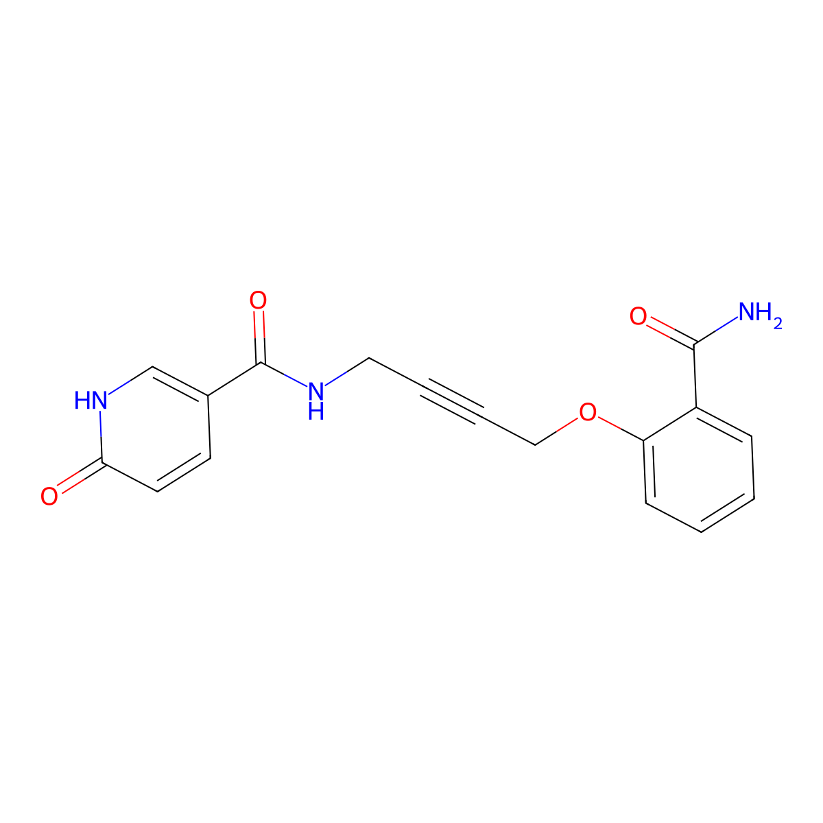 N-(4-(2-carbamoylphenoxy)but-2-yn-1-yl)-6-oxo-1,6-dihydropyridine-3-carboxamide molecular structure, CAS 1448073-40-2