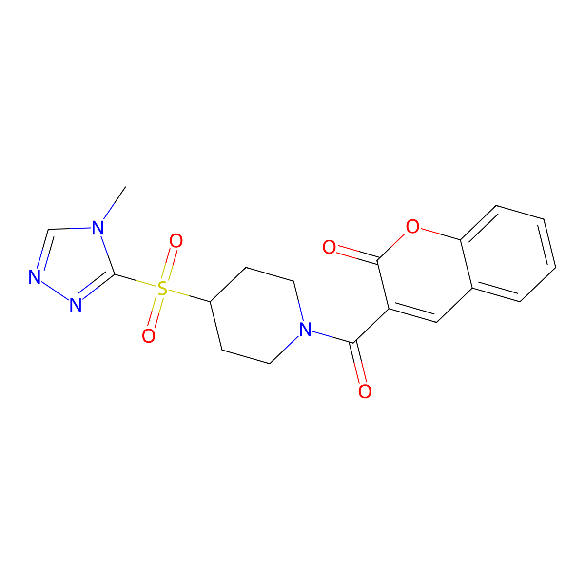 3-(4-((4-methyl-4H-1,2,4-triazol-3-yl)sulfonyl)piperidine-1-carbonyl)-2H-chromen-2-one molecular structure, CAS 1448073-46-8