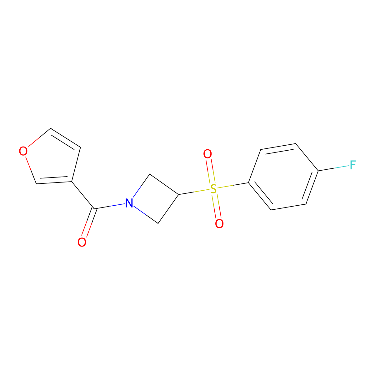 (3-((4-Fluorophenyl)sulfonyl)azetidin-1-yl)(furan-3-yl)methanone molecular structure, CAS 1448073-47-9