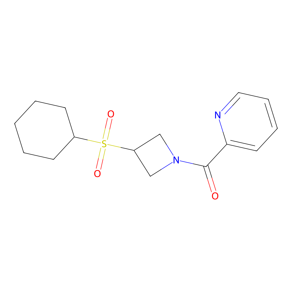 (3-(Cyclohexylsulfonyl)azetidin-1-yl)(pyridin-2-yl)methanone molecular structure, CAS 1448073-55-9