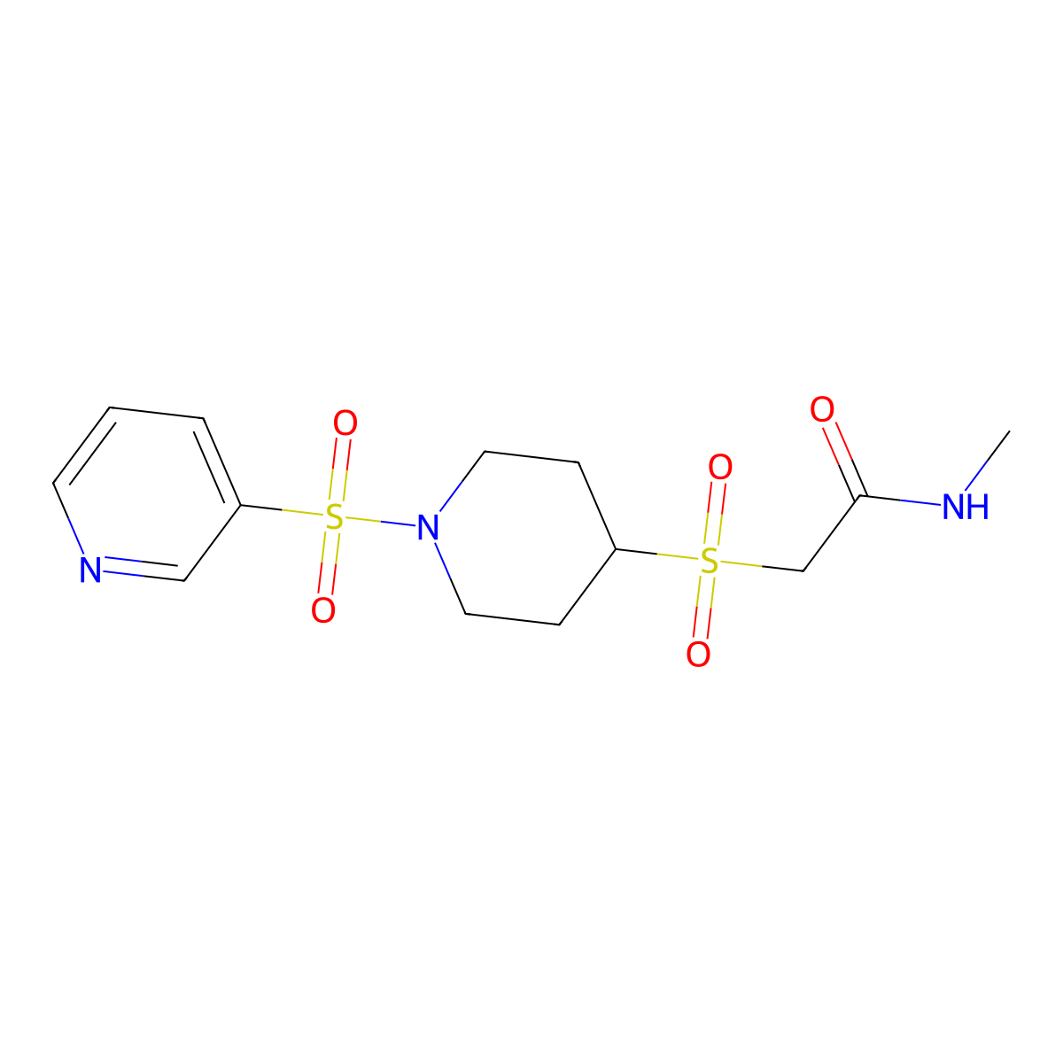 N-methyl-2-((1-(pyridin-3-ylsulfonyl)piperidin-4-yl)sulfonyl)acetamide molecular structure, CAS 1448073-56-0