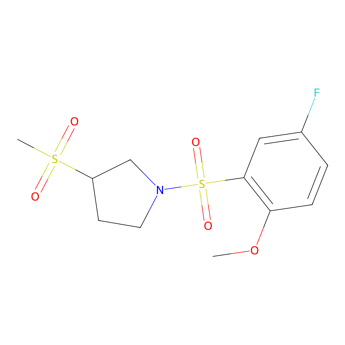 1-((5-Fluoro-2-methoxyphenyl)sulfonyl)-3-(methylsulfonyl)pyrrolidine molecular structure, CAS 1448073-57-1