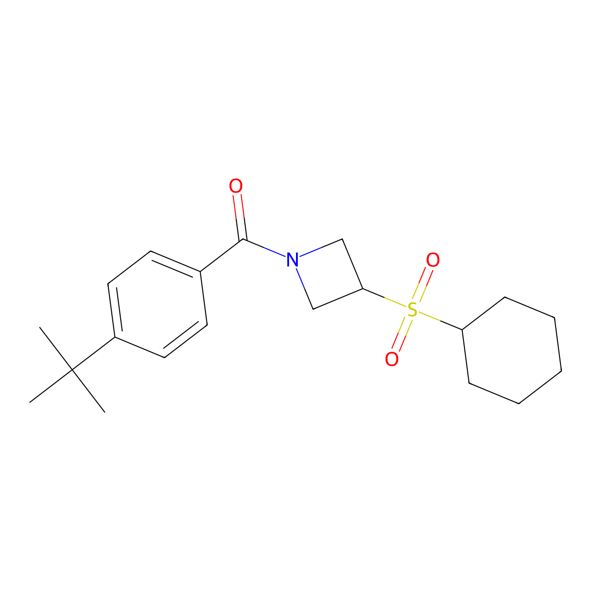 (4-(Tert-butyl)phenyl)(3-(cyclohexylsulfonyl)azetidin-1-yl)methanone molecular structure, CAS 1448073-62-8