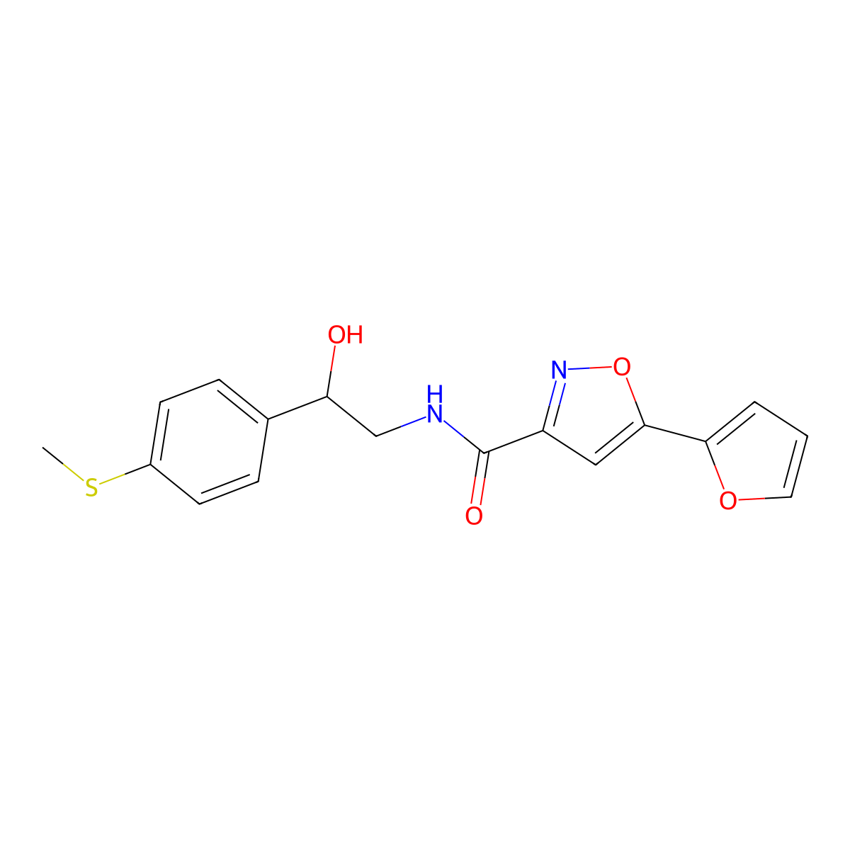 5-(furan-2-yl)-N-(2-hydroxy-2-(4-(methylthio)phenyl)ethyl)isoxazole-3-carboxamide molecular structure, CAS 1448073-64-0
