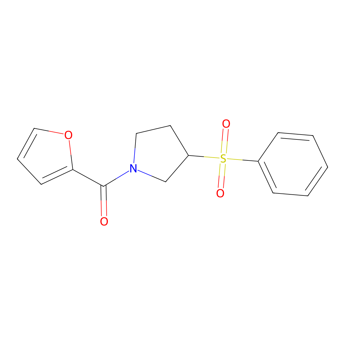 Furan-2-yl(3-(phenylsulfonyl)pyrrolidin-1-yl)methanone molecular structure, CAS 1448073-67-3