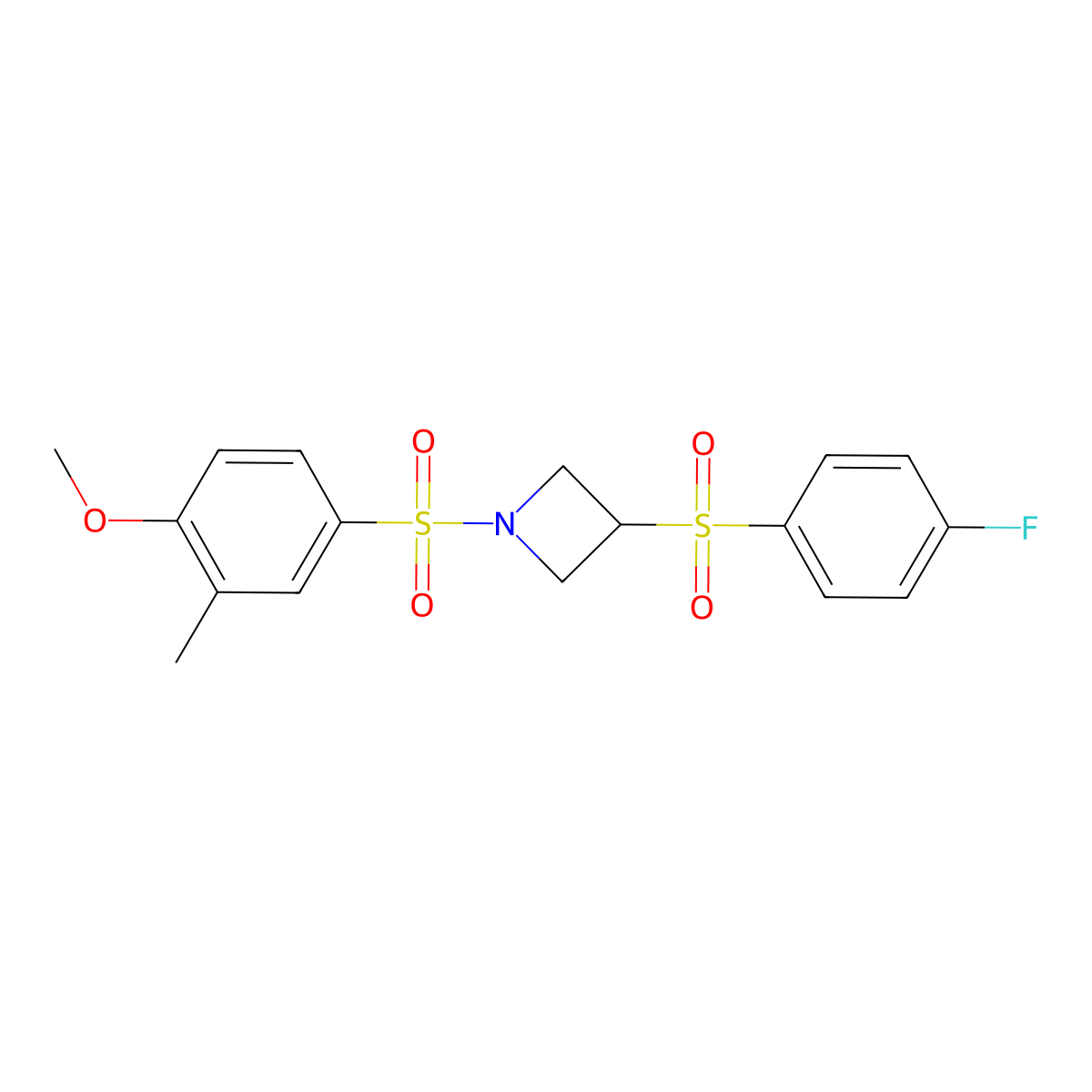 3-((4-Fluorophenyl)sulfonyl)-1-((4-methoxy-3-methylphenyl)sulfonyl)azetidine molecular structure, CAS 1448073-70-8