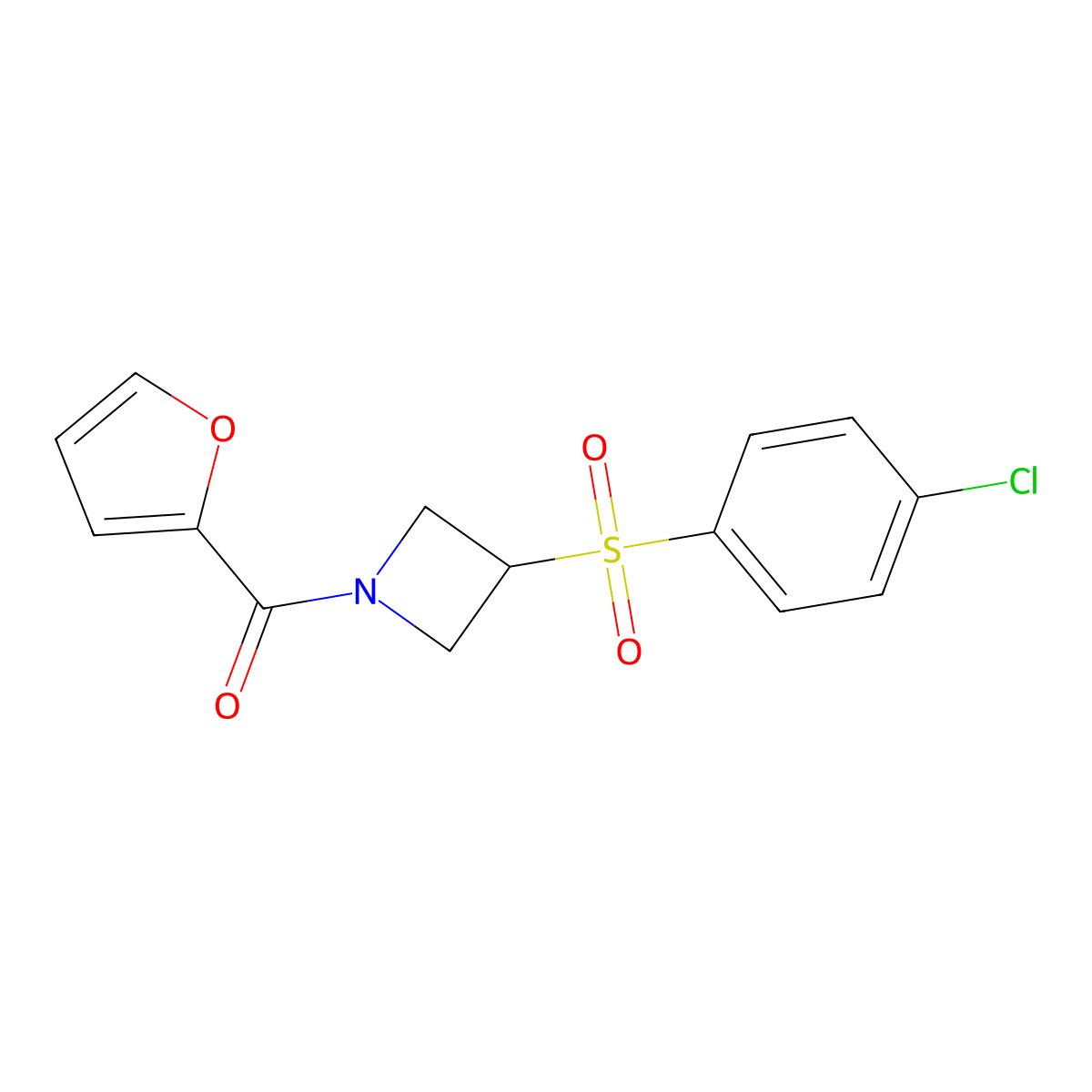 (3-((4-Chlorophenyl)sulfonyl)azetidin-1-yl)(furan-2-yl)methanone molecular structure, CAS 1448073-71-9