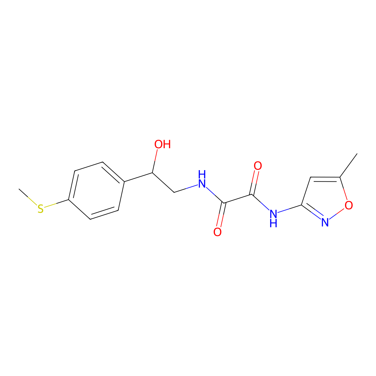 N1-(2-hydroxy-2-(4-(methylthio)phenyl)ethyl)-N2-(5-methylisoxazol-3-yl)oxalamide molecular structure, CAS 1448073-74-2