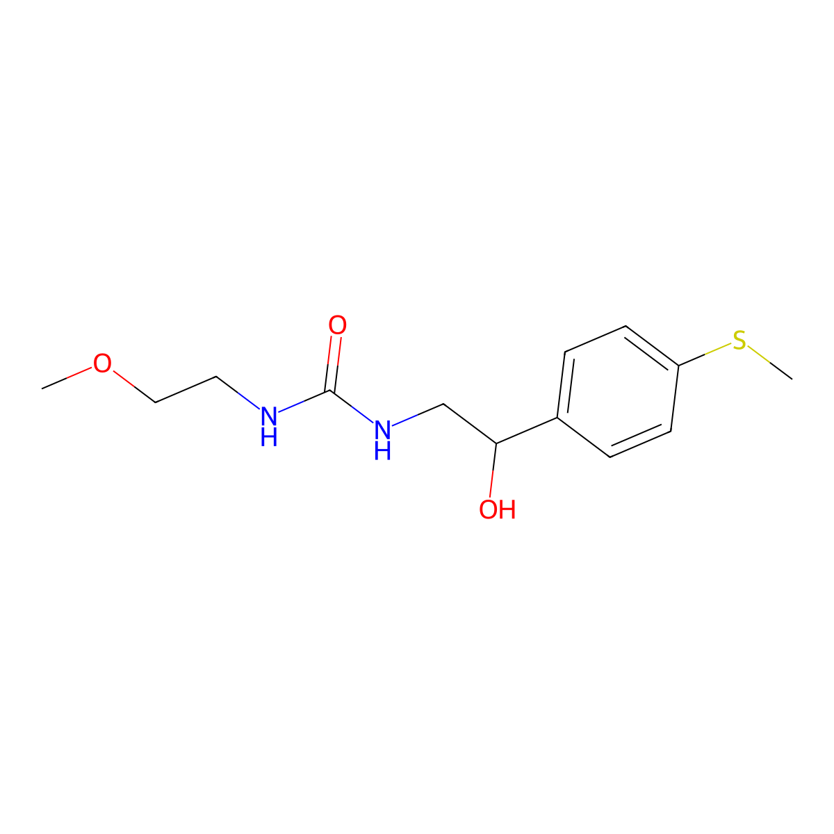 1-(2-Hydroxy-2-(4-(methylthio)phenyl)ethyl)-3-(2-methoxyethyl)urea molecular structure, CAS 1448073-77-5