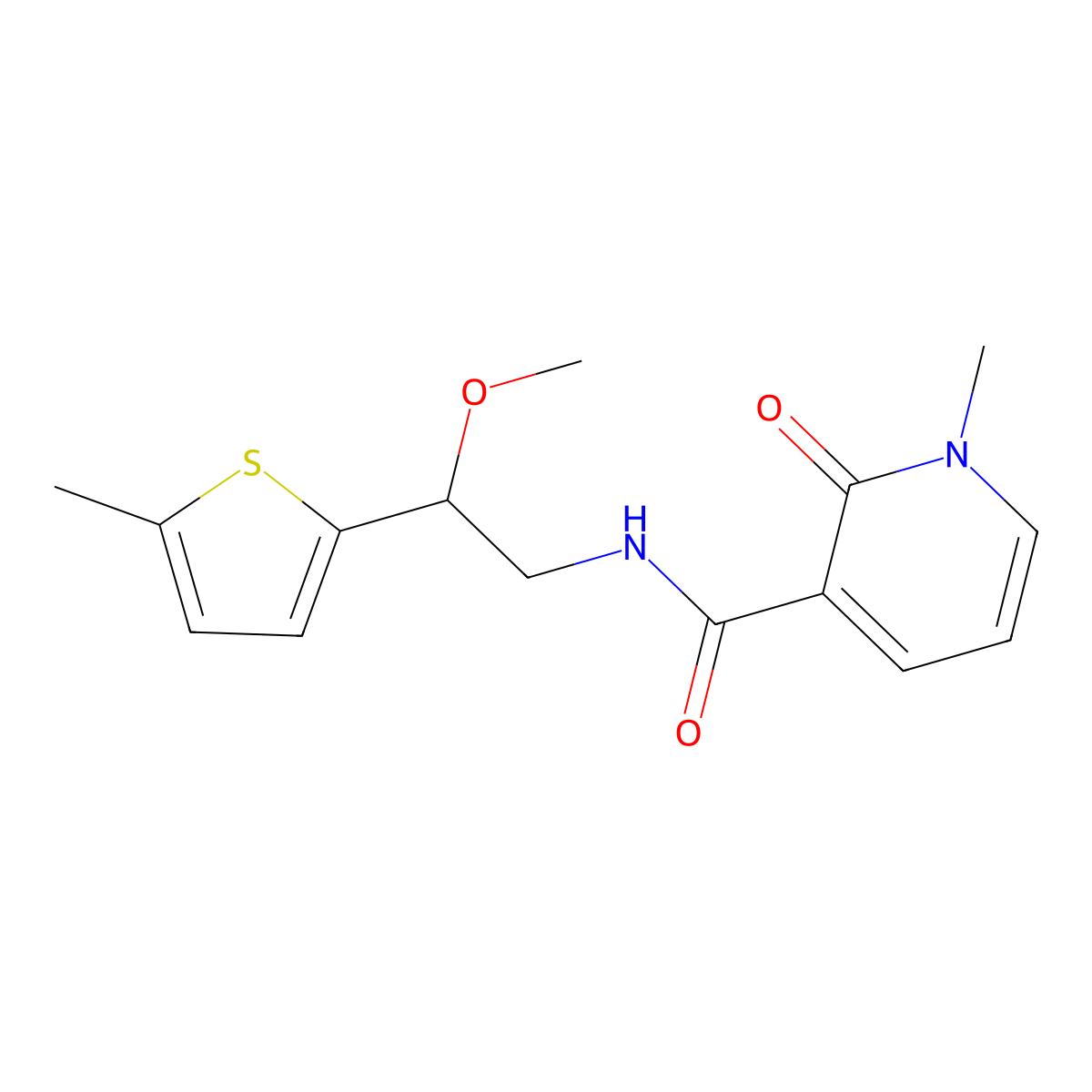 N-(2-methoxy-2-(5-methylthiophen-2-yl)ethyl)-1-methyl-2-oxo-1,2-dihydropyridine-3-carboxamide molecular structure, CAS 1448073-83-3