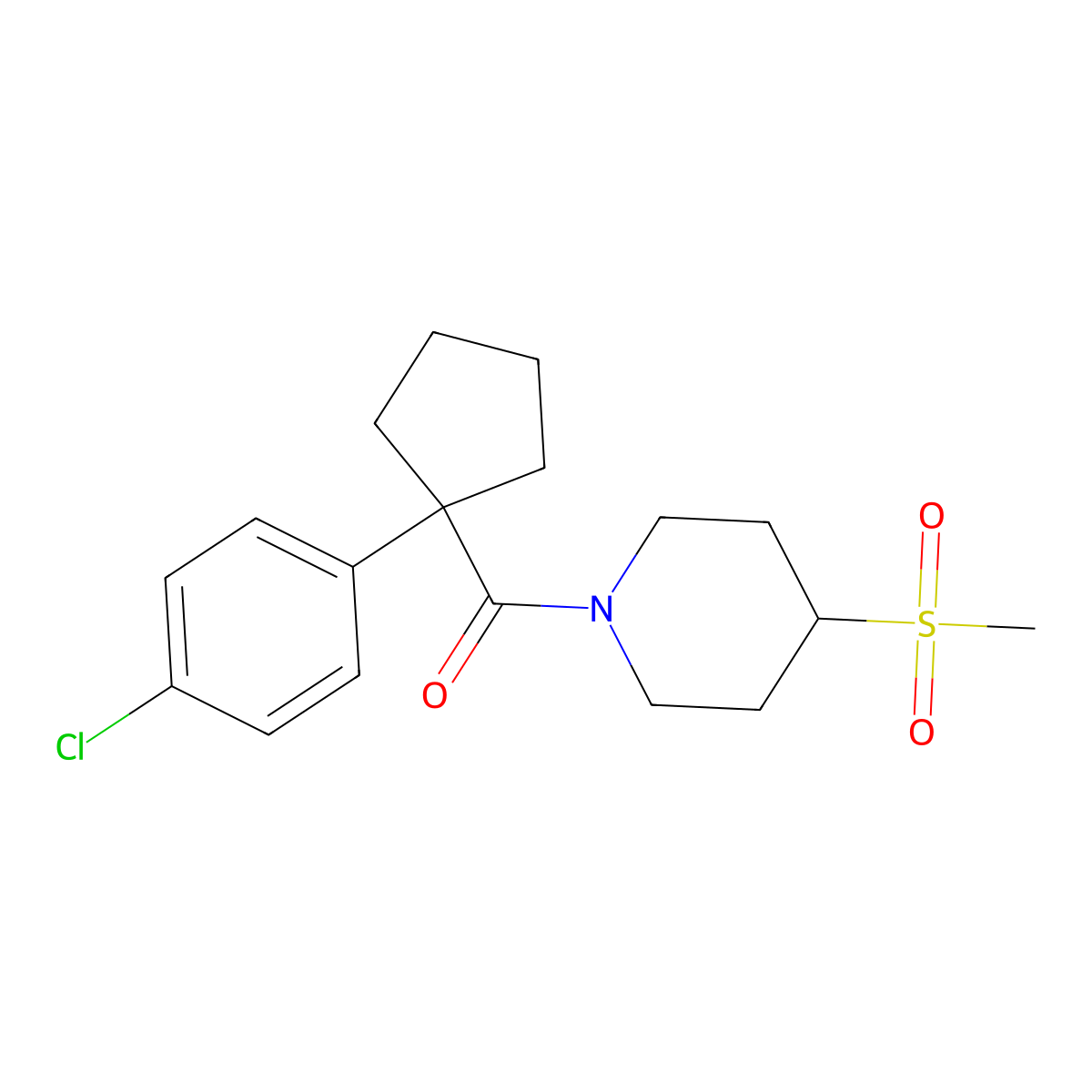 (1-(4-Chlorophenyl)cyclopentyl)(4-(methylsulfonyl)piperidin-1-yl)methanone molecular structure, CAS 1448073-87-7