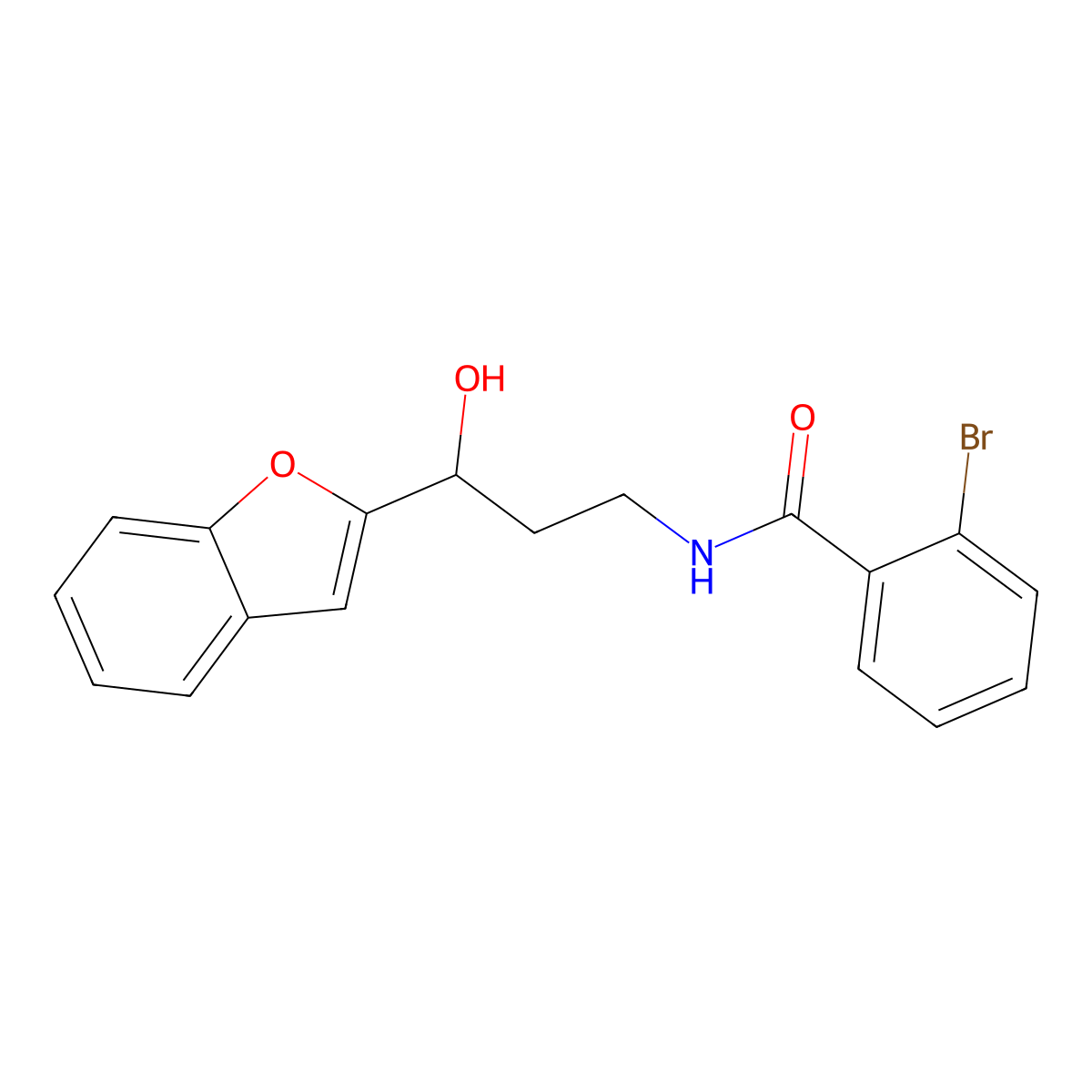 N-(3-(benzofuran-2-yl)-3-hydroxypropyl)-2-bromobenzamide molecular structure, CAS 1448073-89-9
