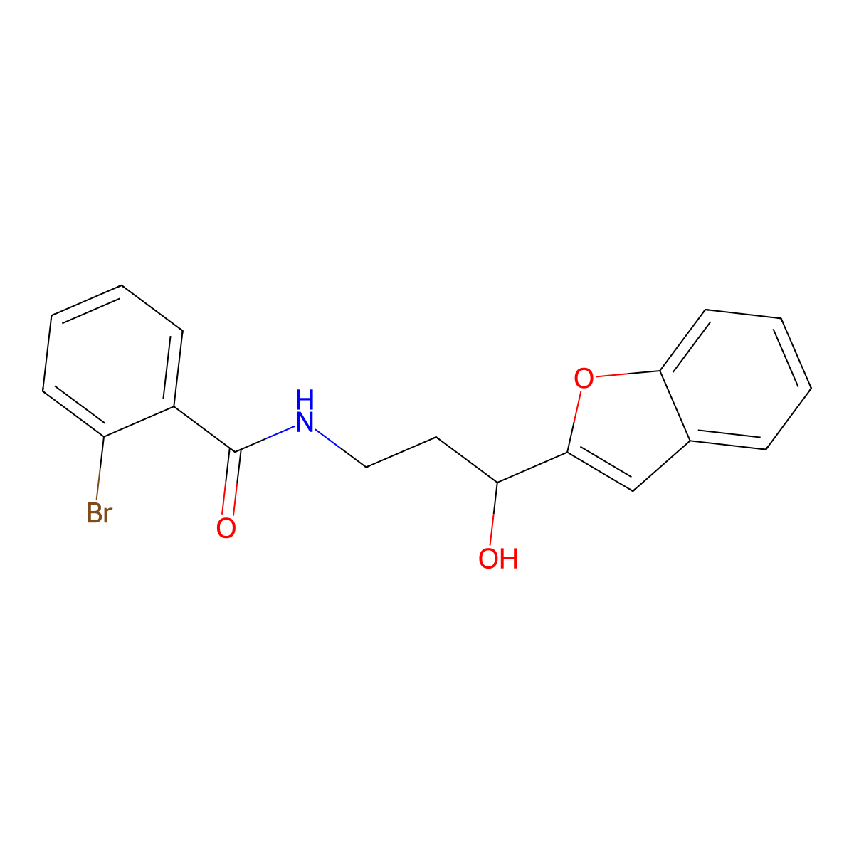N-(3-(benzofuran-2-yl)-3-hydroxypropyl)-2-bromobenzamide molecular structure, CAS 1448073-89-9