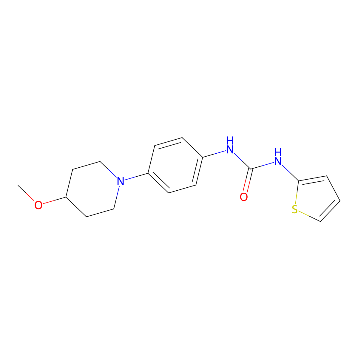 1-(4-(4-Methoxypiperidin-1-yl)phenyl)-3-(thiophen-2-yl)urea molecular structure, CAS 1448073-92-4