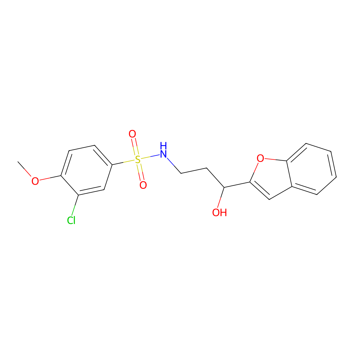 N-(3-(benzofuran-2-yl)-3-hydroxypropyl)-3-chloro-4-methoxybenzenesulfonamide molecular structure, CAS 1448073-98-0