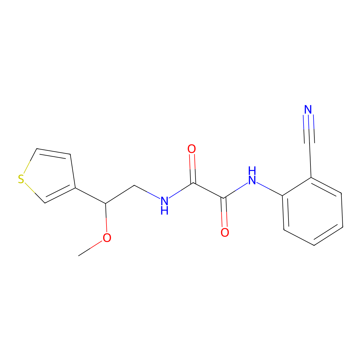 N1-(2-cyanophenyl)-N2-(2-methoxy-2-(thiophen-3-yl)ethyl)oxalamide molecular structure, CAS 1448074-01-8