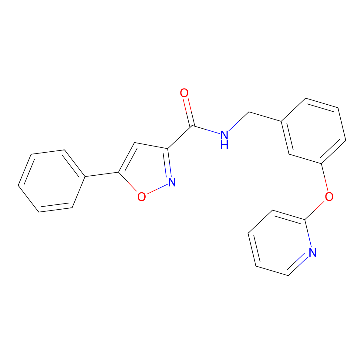 5-phenyl-N-(3-(pyridin-2-yloxy)benzyl)isoxazole-3-carboxamide molecular structure, CAS 1448074-53-0