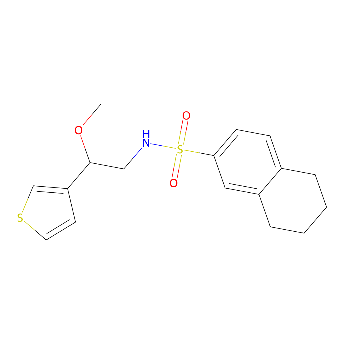 N-(2-methoxy-2-(thiophen-3-yl)ethyl)-5,6,7,8-tetrahydronaphthalene-2-sulfonamide molecular structure, CAS 1448074-57-4
