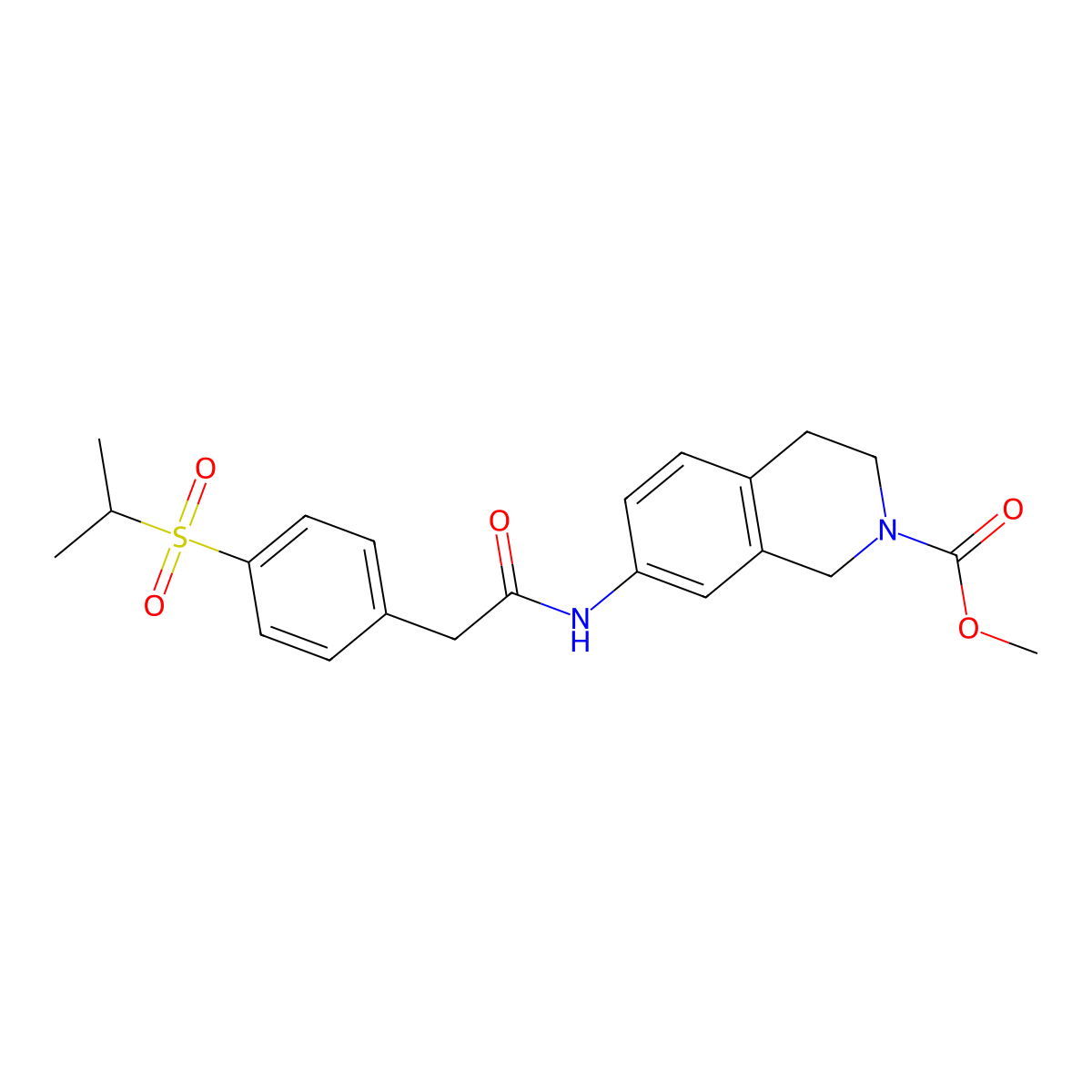methyl 7-(2-(4-(isopropylsulfonyl)phenyl)acetamido)-3,4-dihydroisoquinoline-2(1H)-carboxylate molecular structure, CAS 1448074-59-6