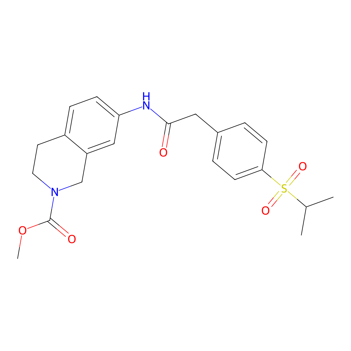 methyl 7-(2-(4-(isopropylsulfonyl)phenyl)acetamido)-3,4-dihydroisoquinoline-2(1H)-carboxylate molecular structure, CAS 1448074-59-6
