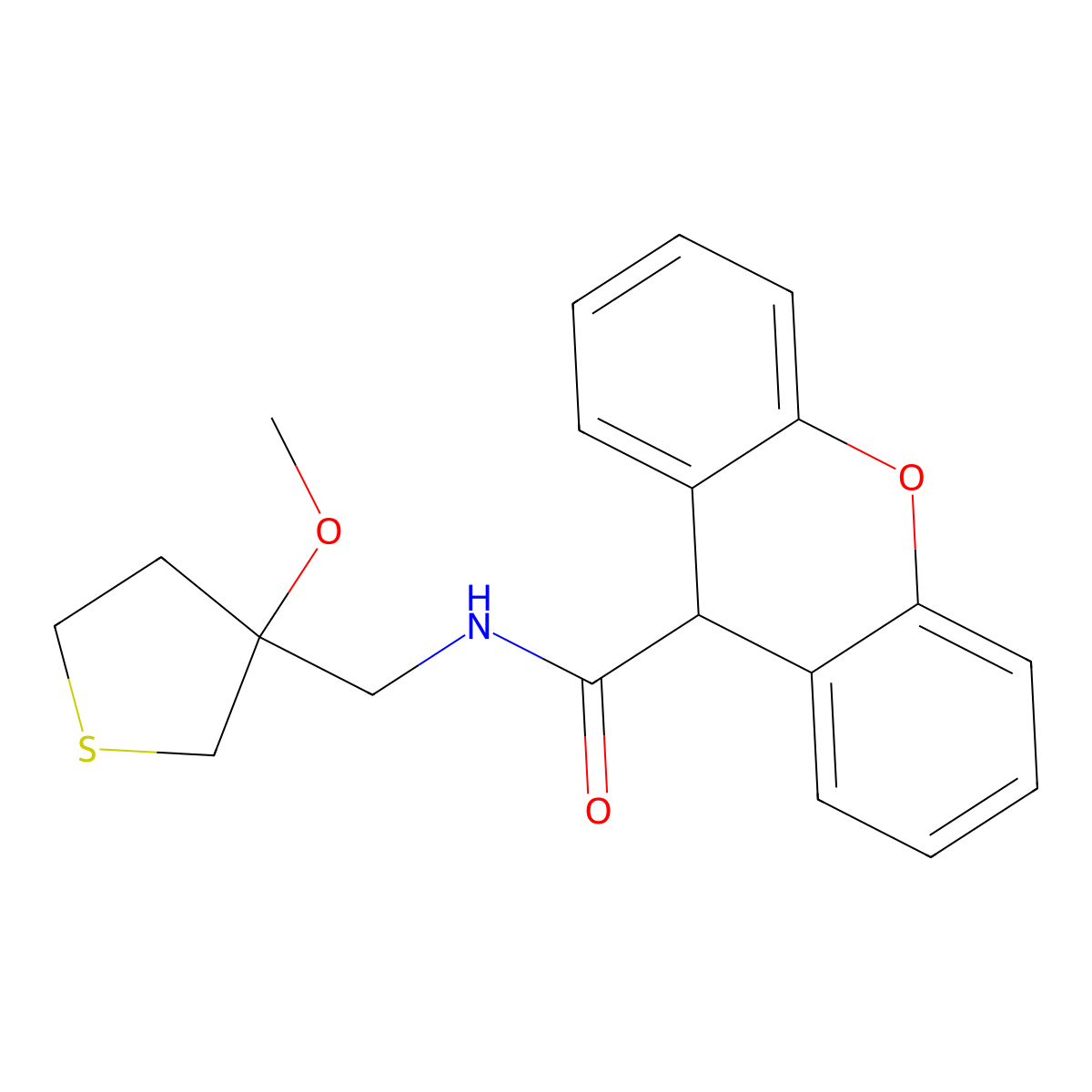 N-[(3-Methoxythiolan-3-YL)methyl]-9H-xanthene-9-carboxamide molecular structure, CAS 1448074-60-9