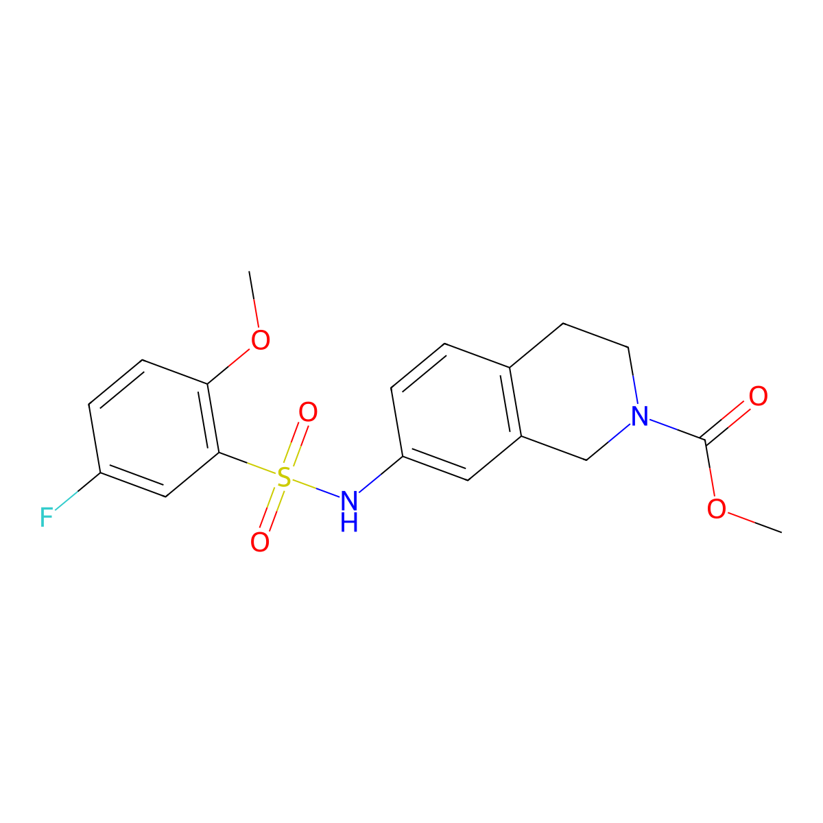 Methyl 7-(5-fluoro-2-methoxybenzenesulfonamido)-1,2,3,4-tetrahydroisoquinoline-2-carboxylate molecular structure, CAS 1448074-66-5