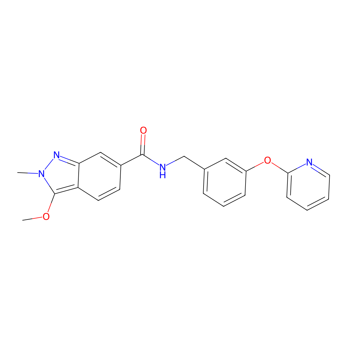 3-methoxy-2-methyl-N-(3-(pyridin-2-yloxy)benzyl)-2H-indazole-6-carboxamide molecular structure, CAS 1448074-68-7