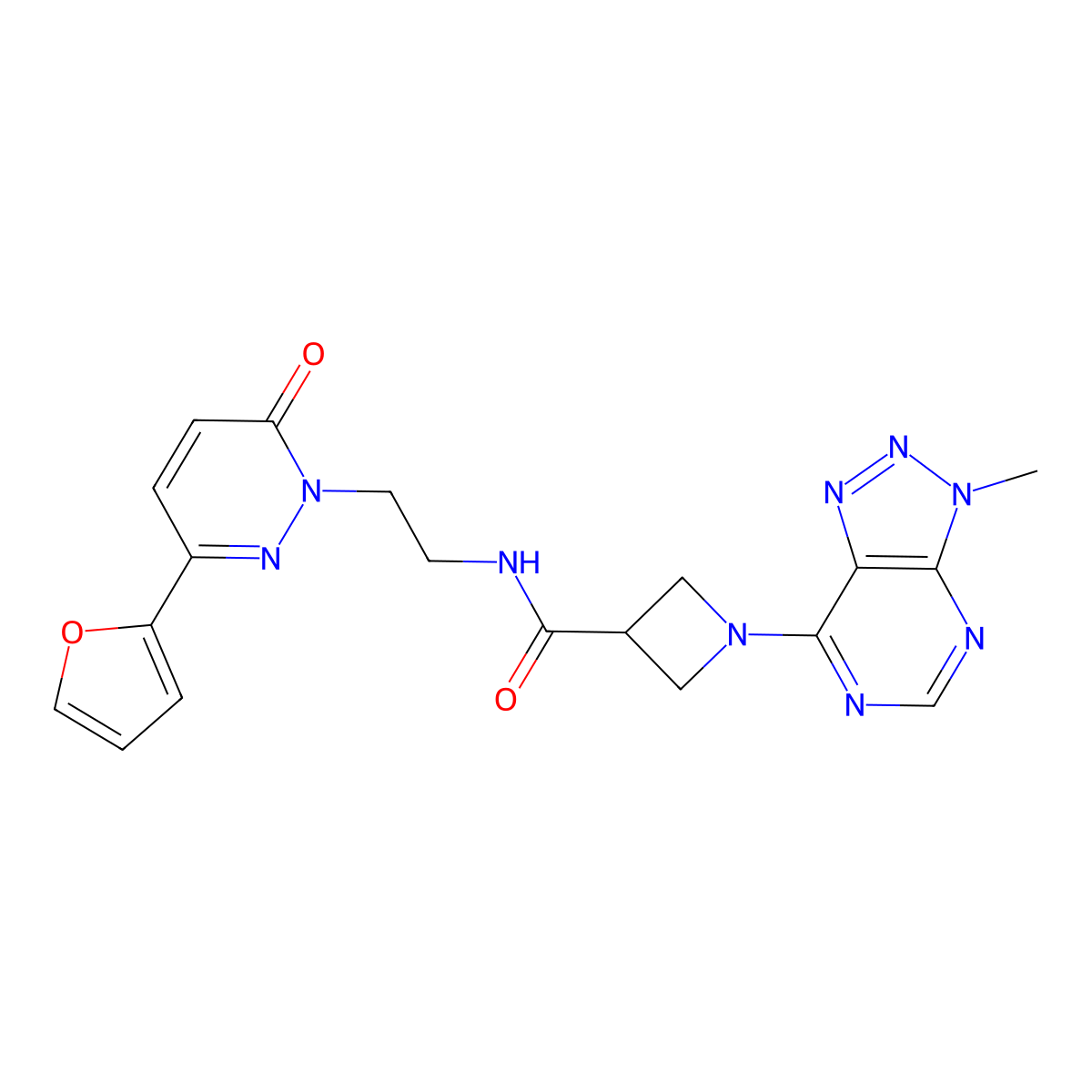 N-(2-(3-(furan-2-yl)-6-oxopyridazin-1(6H)-yl)ethyl)-1-(3-methyl-3H-[1,2,3]triazolo[4,5-d]pyrimidin-7-yl)azetidine-3-carboxamide molecular structure, CAS 1448074-71-2