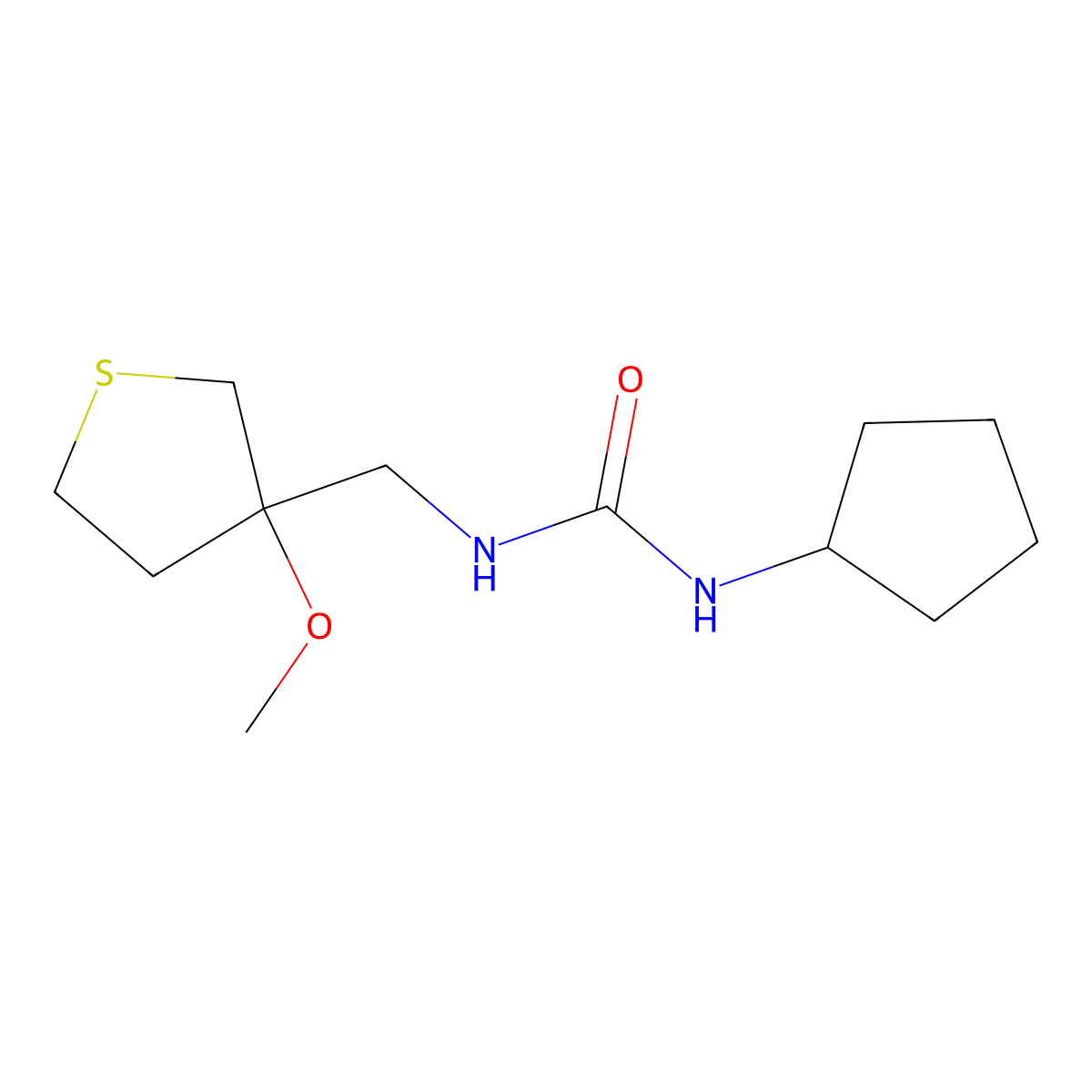 1-Cyclopentyl-3-((3-methoxytetrahydrothiophen-3-yl)methyl)urea molecular structure, CAS 1448074-75-6