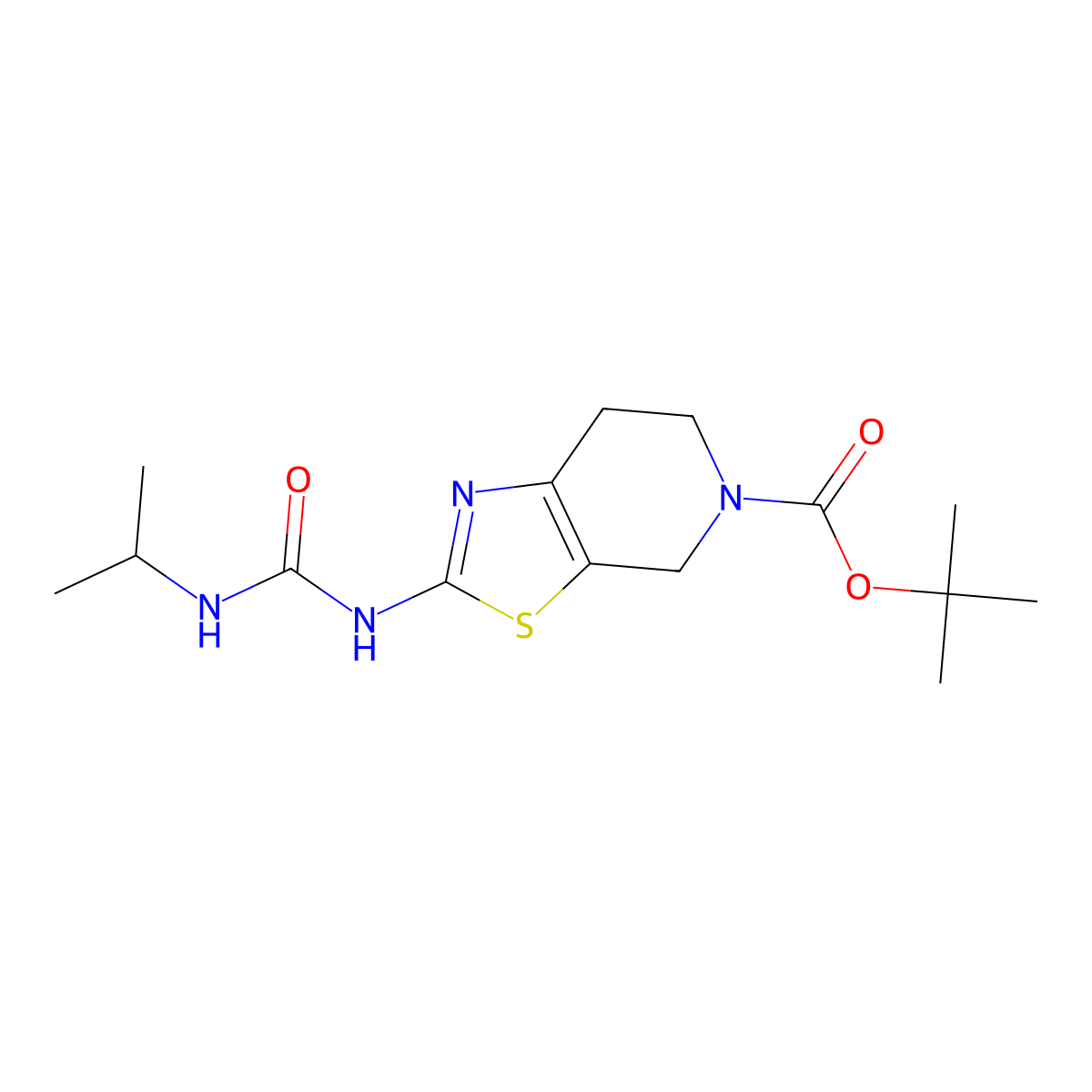tert-butyl 2-(3-isopropylureido)-6,7-dihydrothiazolo[5,4-c]pyridine-5(4H)-carboxylate molecular structure, CAS 1448074-79-0