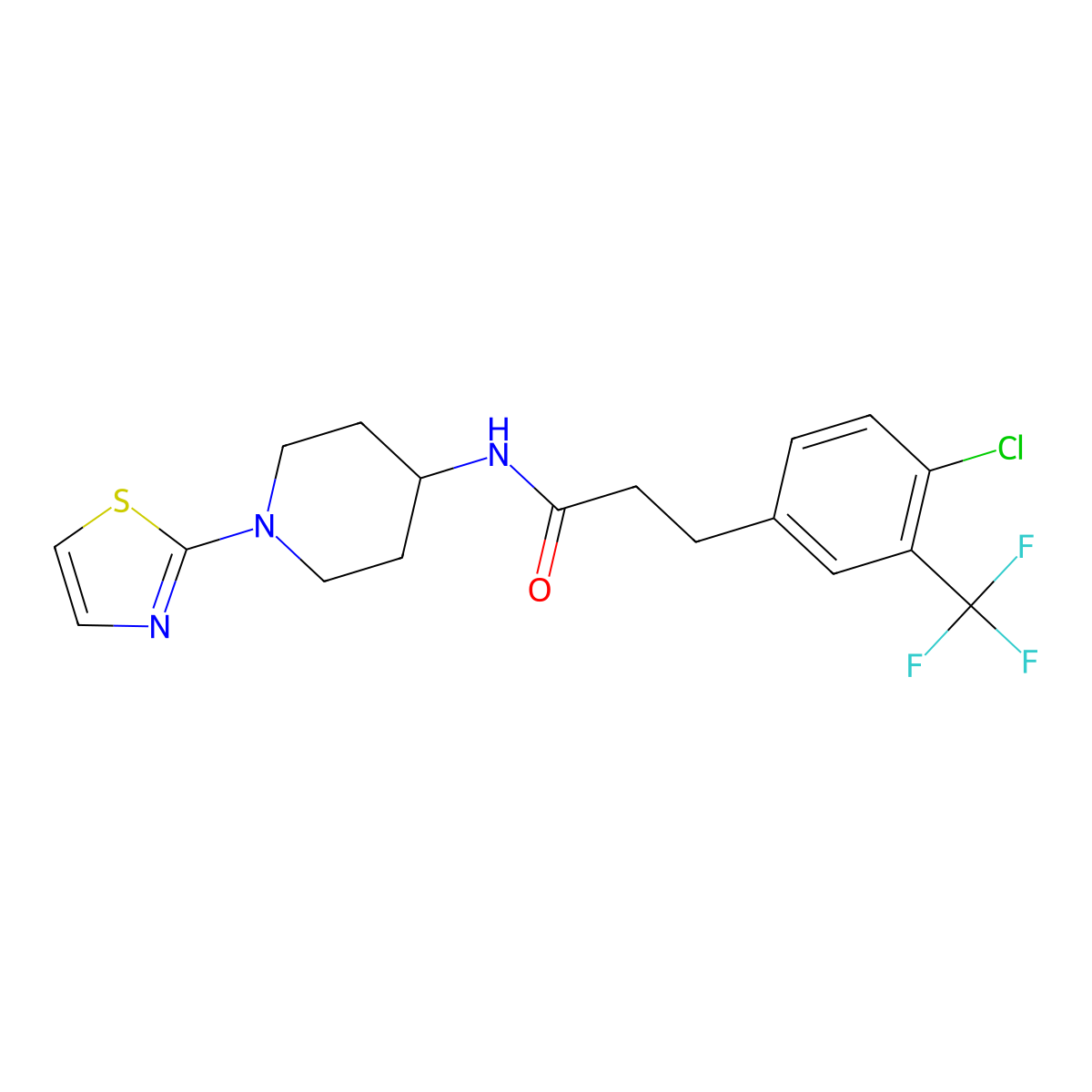 3-[4-Chloro-3-(trifluoromethyl)phenyl]-N-[1-(1,3-thiazol-2-YL)piperidin-4-YL]propanamide molecular structure, CAS 1448074-83-6