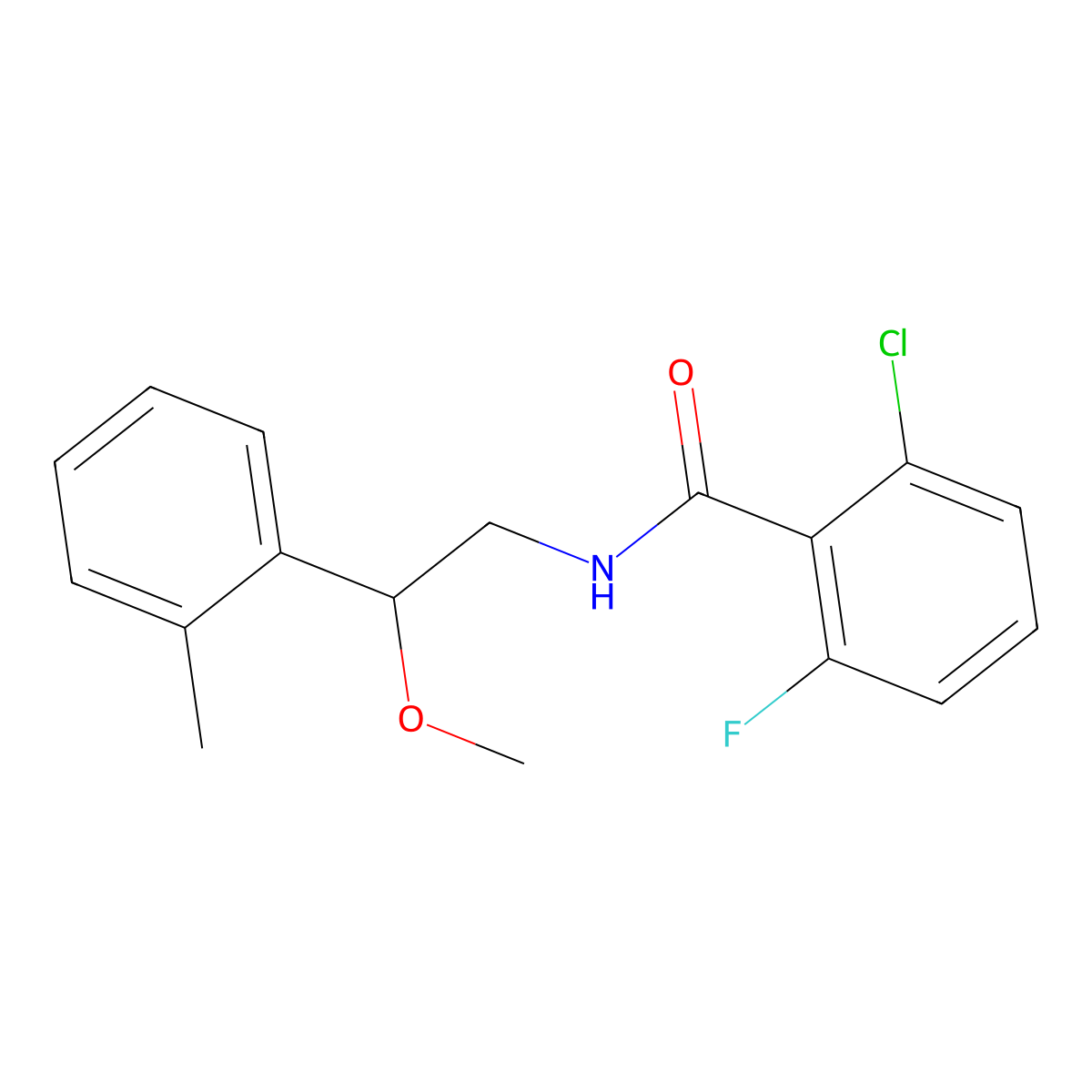 2-chloro-6-fluoro-N-(2-methoxy-2-(o-tolyl)ethyl)benzamide molecular structure, CAS 1448074-84-7