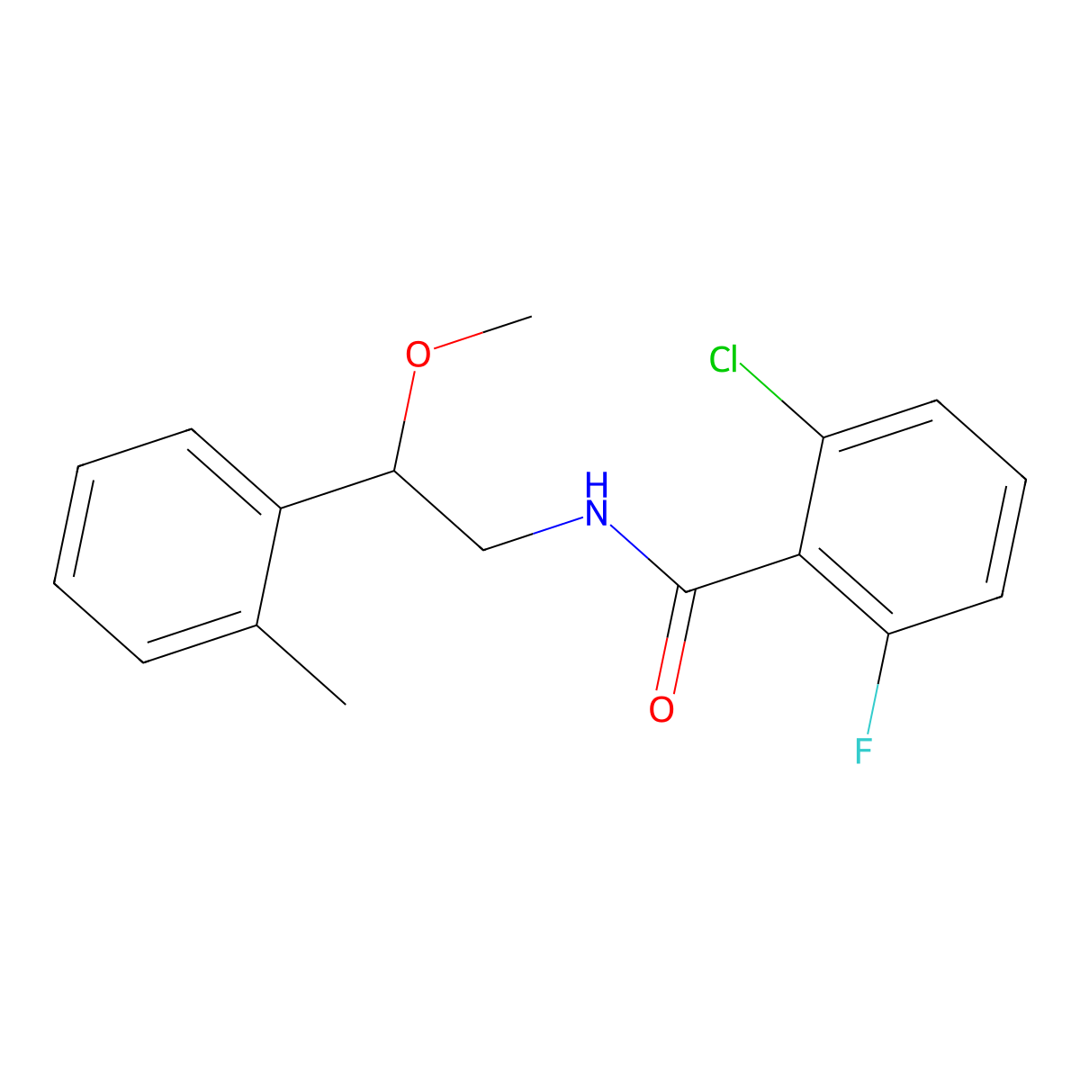 2-chloro-6-fluoro-N-(2-methoxy-2-(o-tolyl)ethyl)benzamide molecular structure, CAS 1448074-84-7
