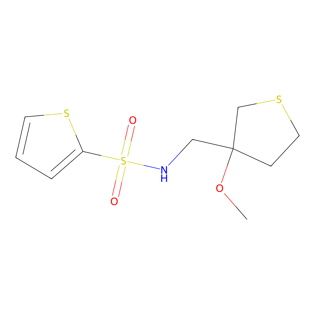 N-((3-methoxytetrahydrothiophen-3-yl)methyl)thiophene-2-sulfonamide molecular structure, CAS 1448074-87-0