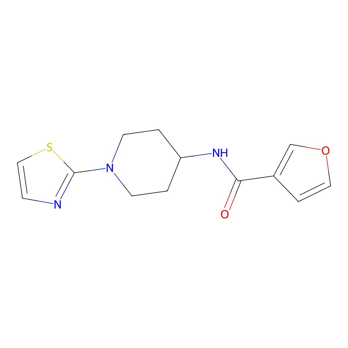 N-(1-(thiazol-2-yl)piperidin-4-yl)furan-3-carboxamide molecular structure, CAS 1448074-88-1