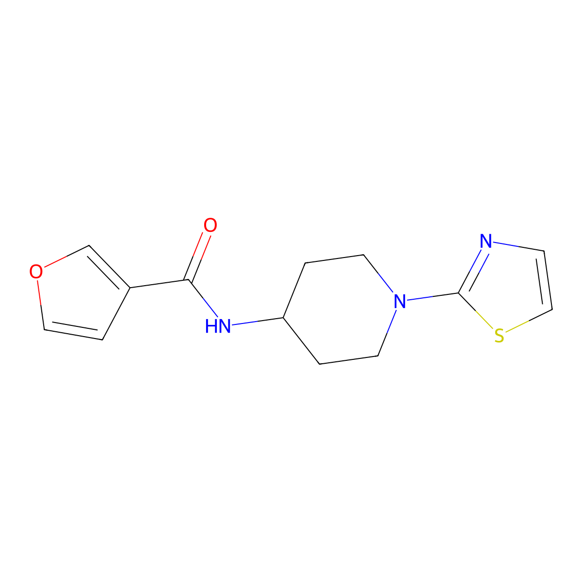 N-(1-(thiazol-2-yl)piperidin-4-yl)furan-3-carboxamide molecular structure, CAS 1448074-88-1
