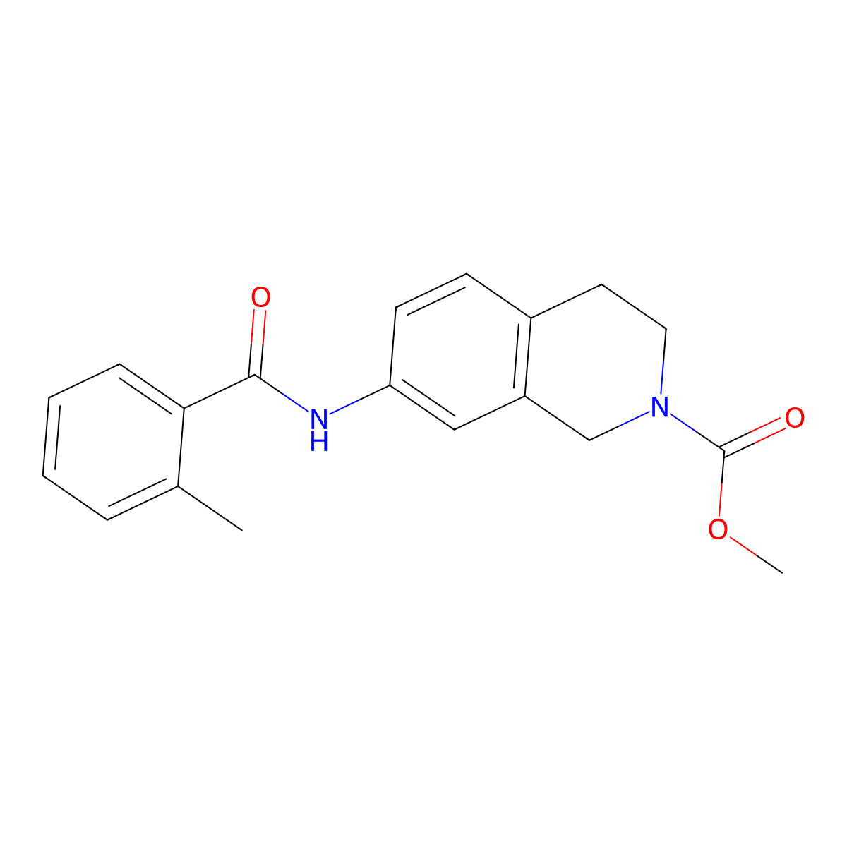 methyl 7-(2-methylbenzamido)-3,4-dihydroisoquinoline-2(1H)-carboxylate molecular structure, CAS 1448074-99-4