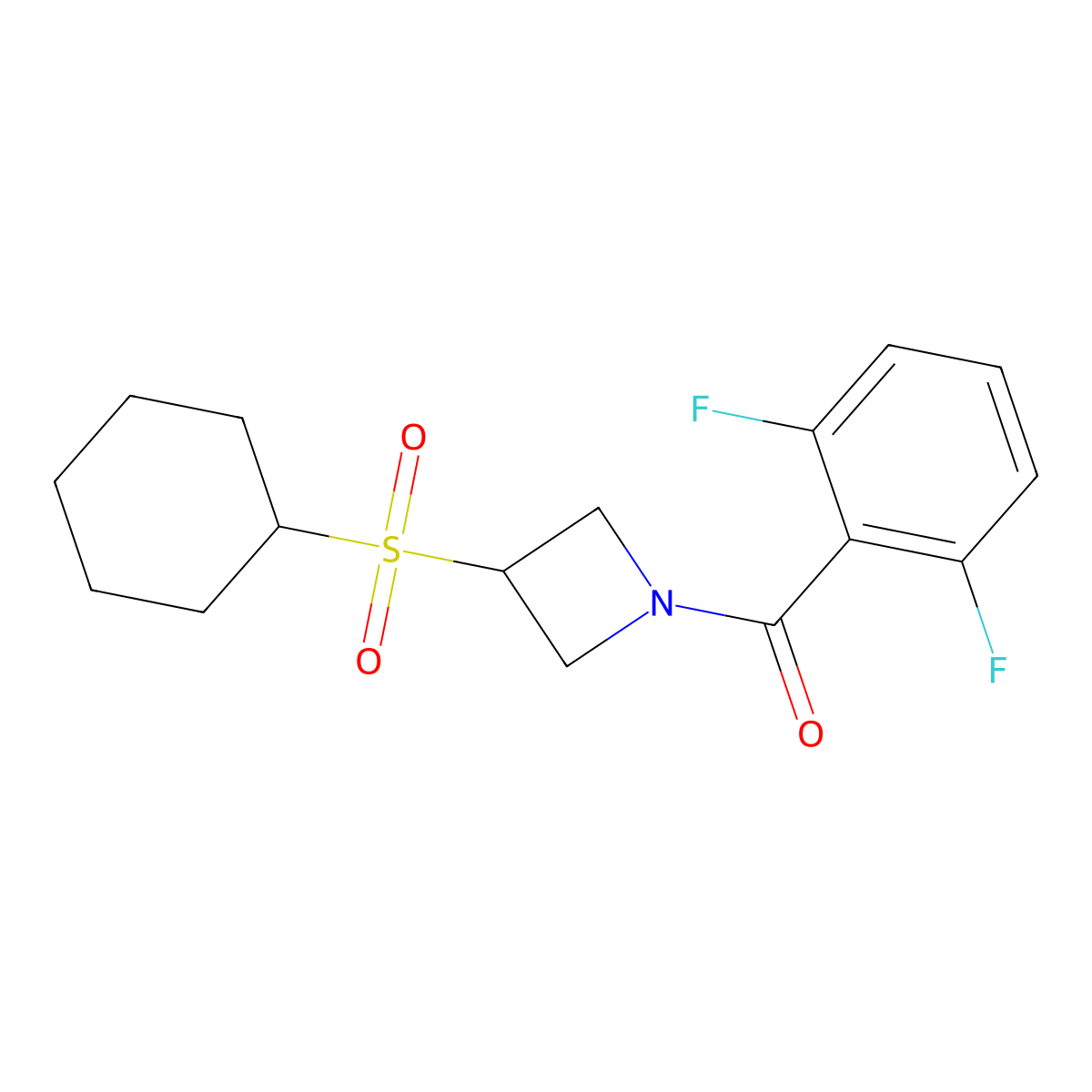 (3-(Cyclohexylsulfonyl)azetidin-1-yl)(2,6-difluorophenyl)methanone molecular structure, CAS 1448075-00-0