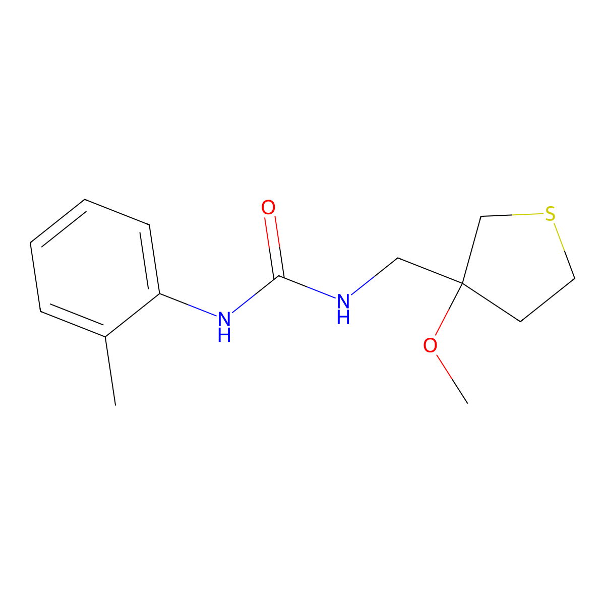 1-((3-Methoxytetrahydrothiophen-3-yl)methyl)-3-(o-tolyl)urea molecular structure, CAS 1448075-02-2