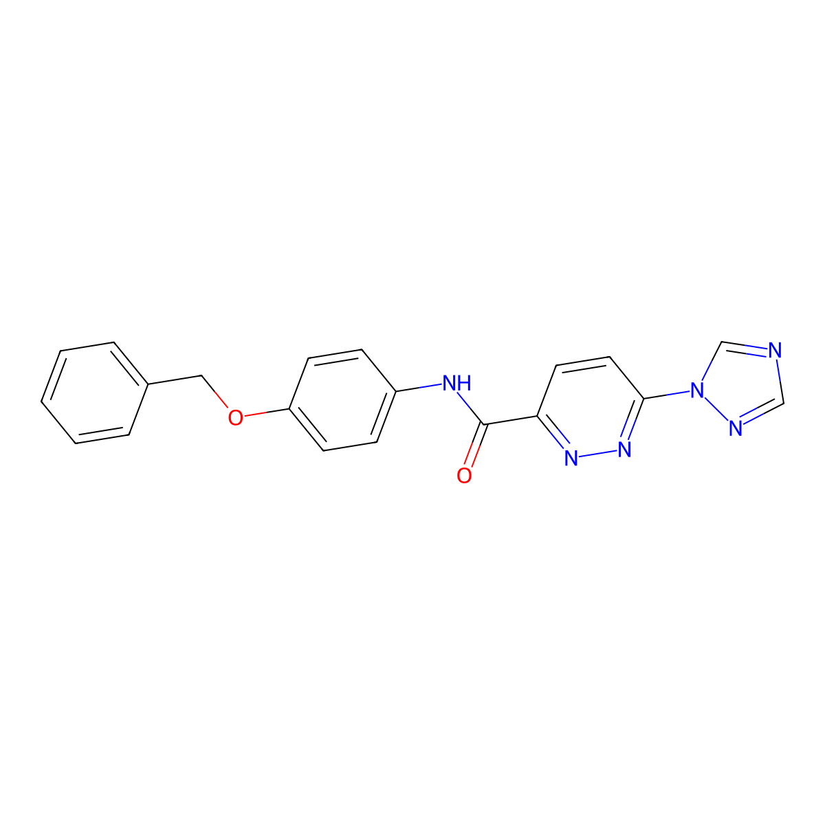 N-(4-(benzyloxy)phenyl)-6-(1H-1,2,4-triazol-1-yl)pyridazine-3-carboxamide molecular structure, CAS 1448075-05-5