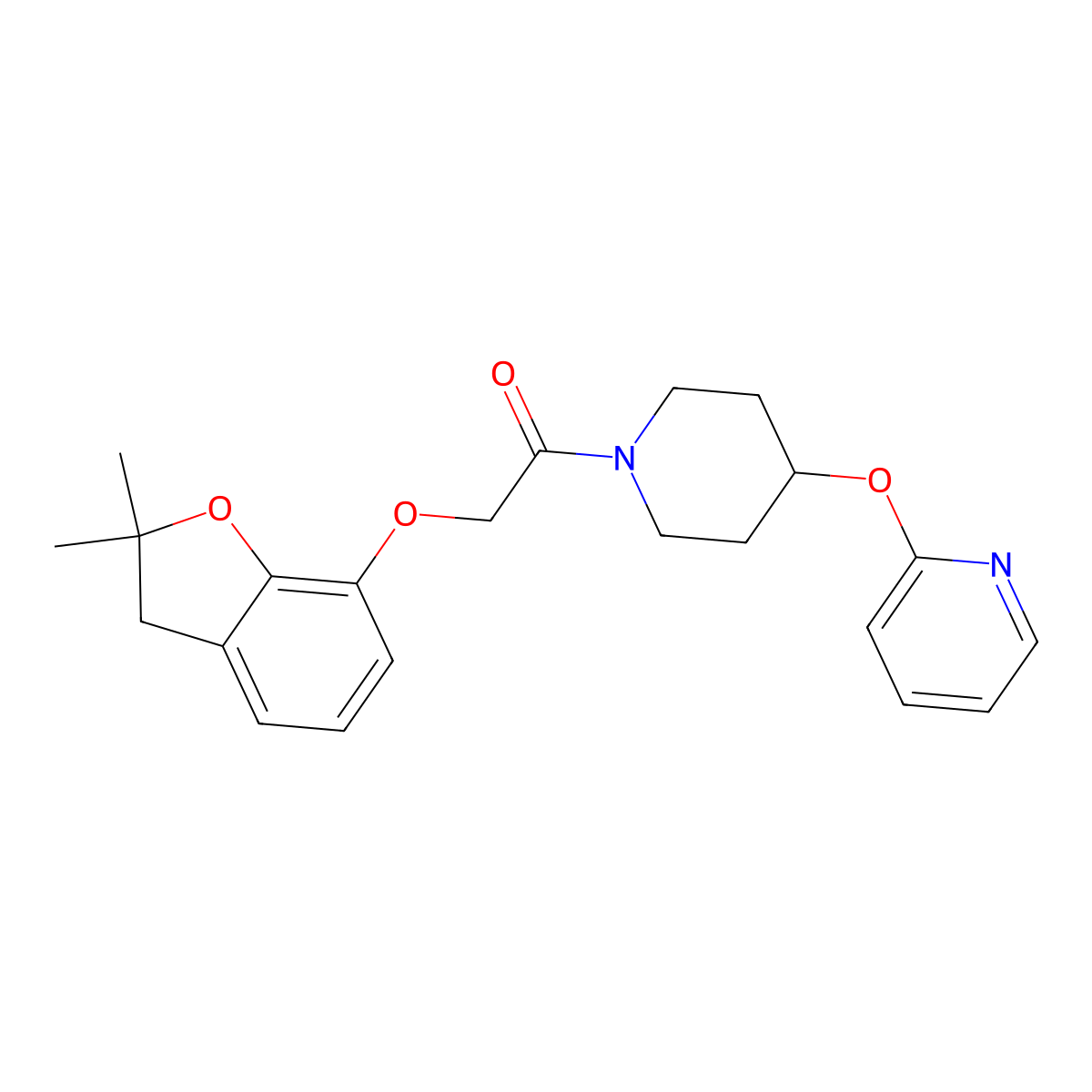 2-((2,2-Dimethyl-2,3-dihydrobenzofuran-7-yl)oxy)-1-(4-(pyridin-2-yloxy)piperidin-1-yl)ethanone molecular structure, CAS 1448075-07-7