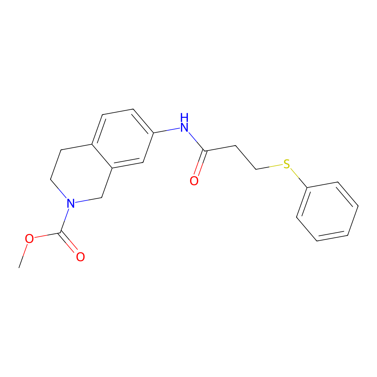 methyl 7-(3-(phenylthio)propanamido)-3,4-dihydroisoquinoline-2(1H)-carboxylate molecular structure, CAS 1448075-09-9