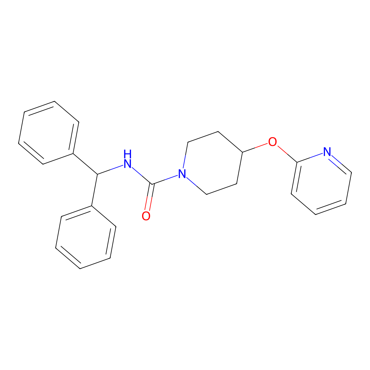 N-benzhydryl-4-(pyridin-2-yloxy)piperidine-1-carboxamide molecular structure, CAS 1448075-14-6
