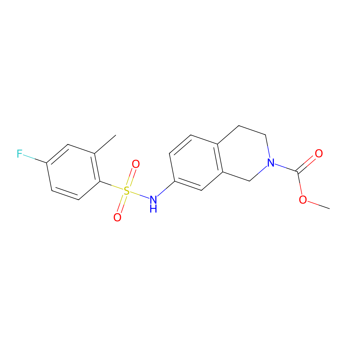 Methyl 7-(4-fluoro-2-methylbenzenesulfonamido)-1,2,3,4-tetrahydroisoquinoline-2-carboxylate molecular structure, CAS 1448075-22-6