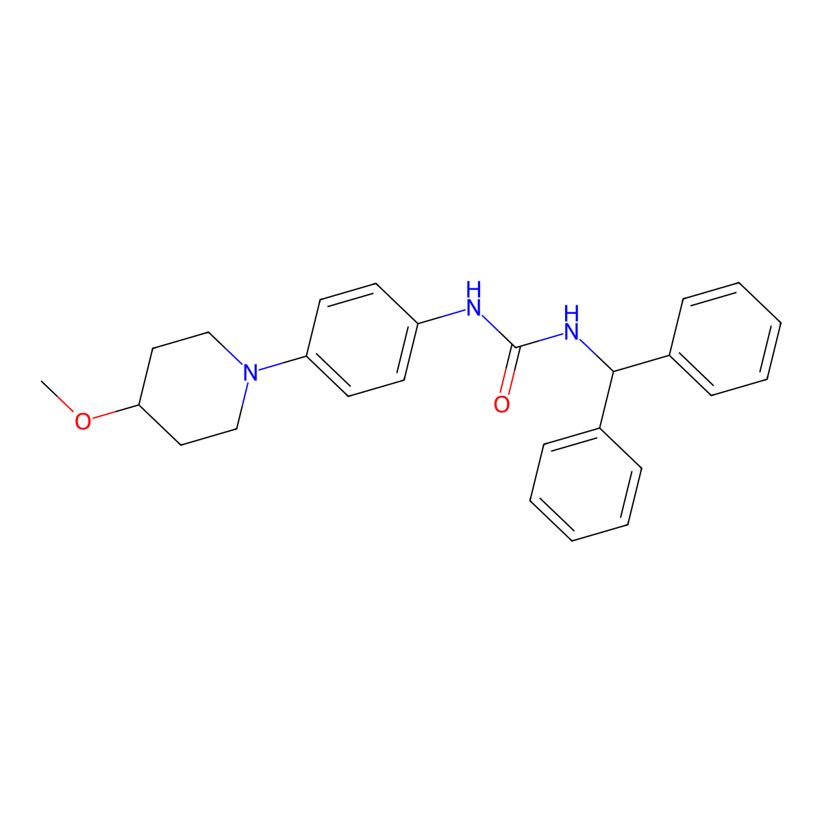 1-Benzhydryl-3-(4-(4-methoxypiperidin-1-yl)phenyl)urea molecular structure, CAS 1448075-23-7