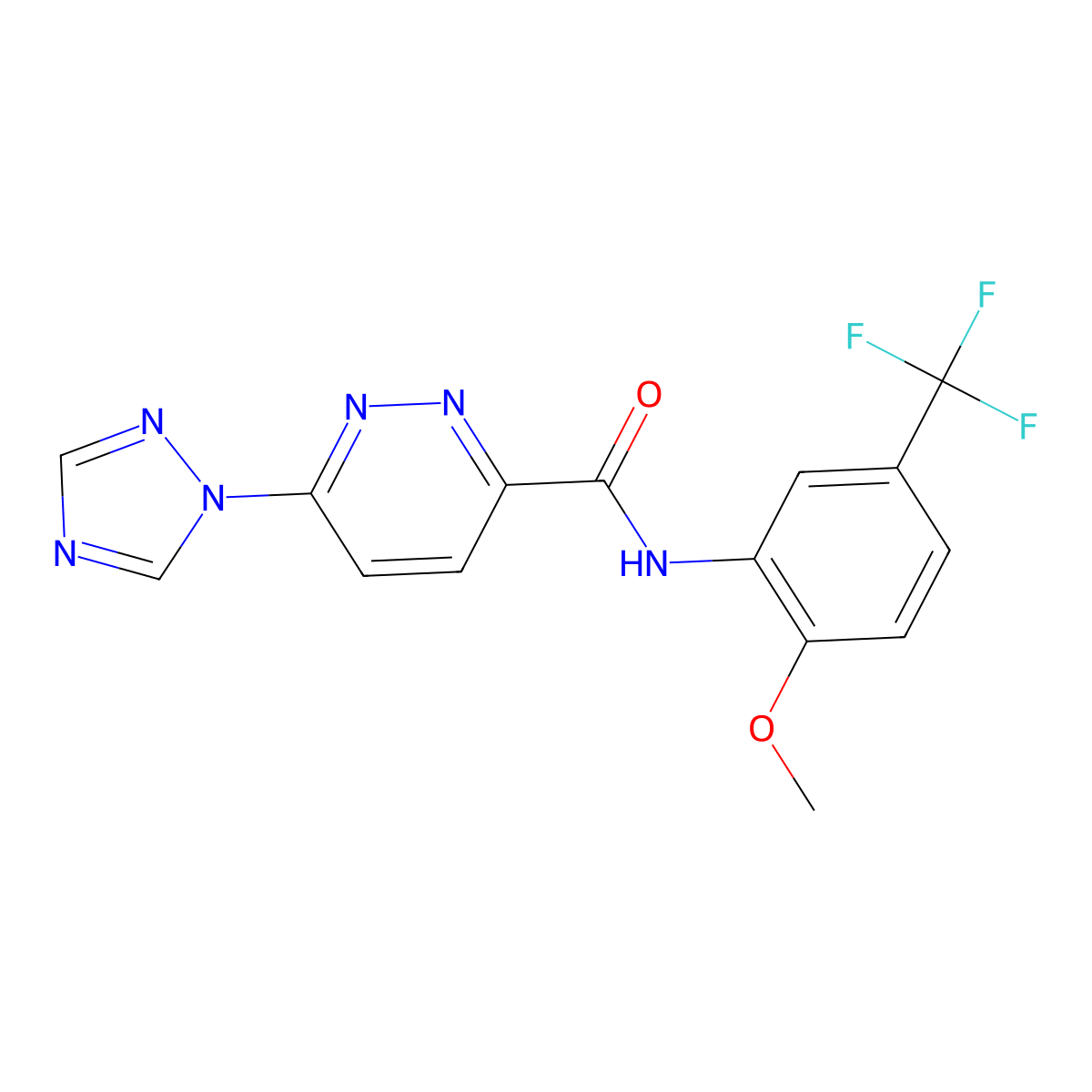 N-(2-methoxy-5-(trifluoromethyl)phenyl)-6-(1H-1,2,4-triazol-1-yl)pyridazine-3-carboxamide molecular structure, CAS 1448075-24-8