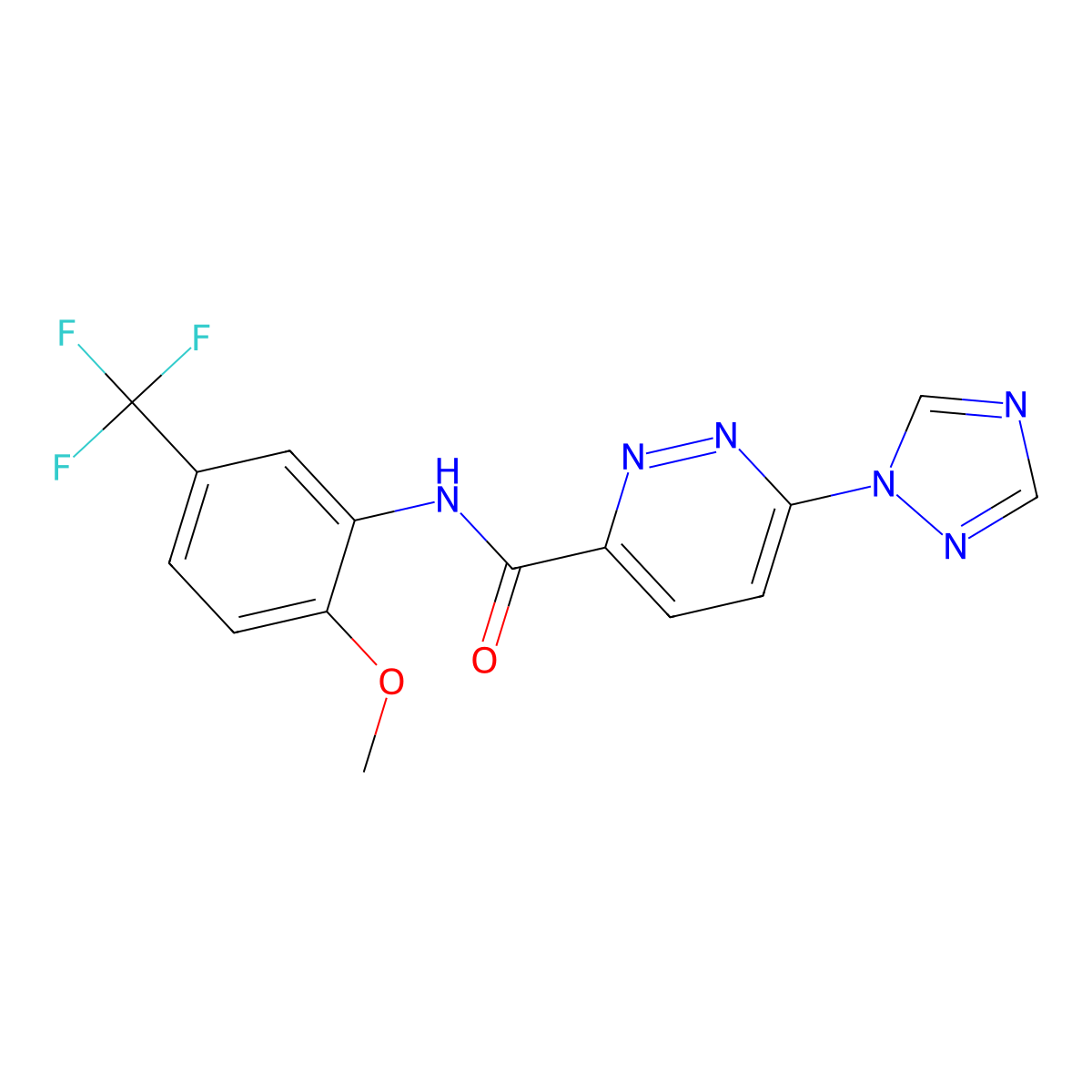 N-(2-methoxy-5-(trifluoromethyl)phenyl)-6-(1H-1,2,4-triazol-1-yl)pyridazine-3-carboxamide molecular structure, CAS 1448075-24-8