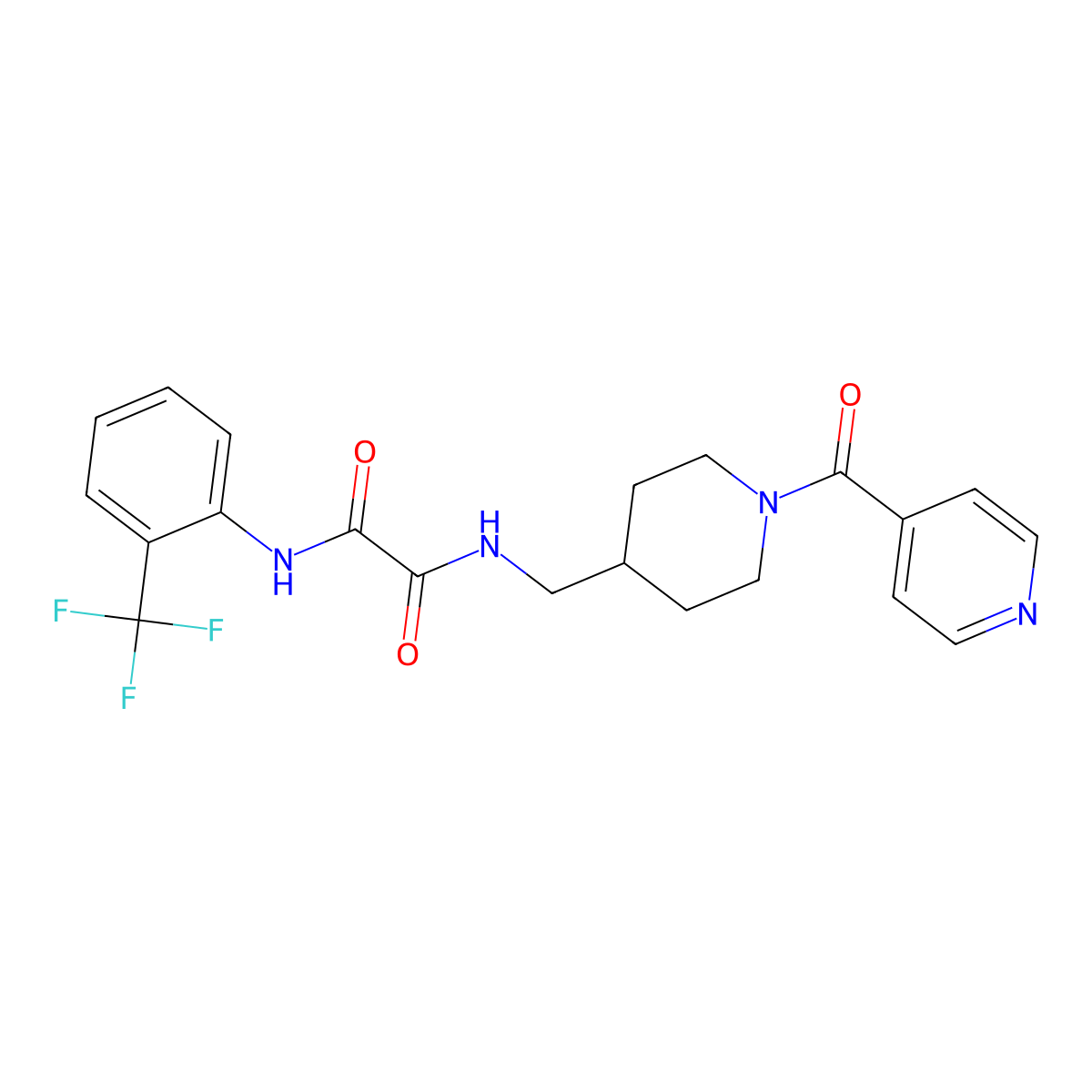 N1-((1-isonicotinoylpiperidin-4-yl)methyl)-N2-(2-(trifluoromethyl)phenyl)oxalamide molecular structure, CAS 1448075-25-9