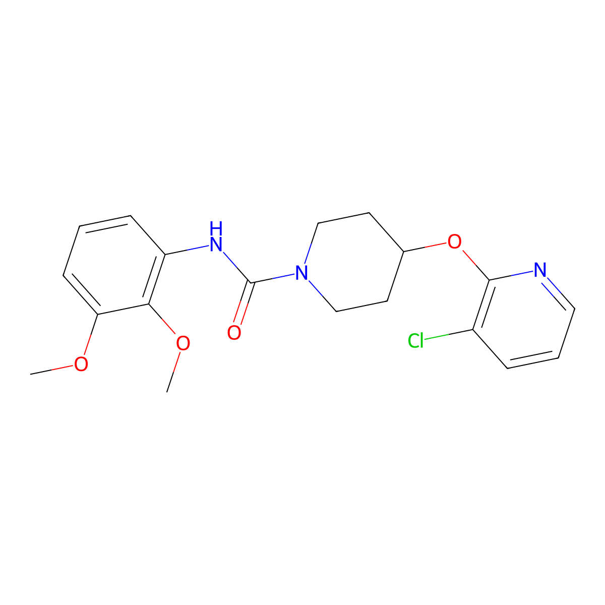4-((3-chloropyridin-2-yl)oxy)-N-(2,3-dimethoxyphenyl)piperidine-1-carboxamide molecular structure, CAS 1448075-28-2